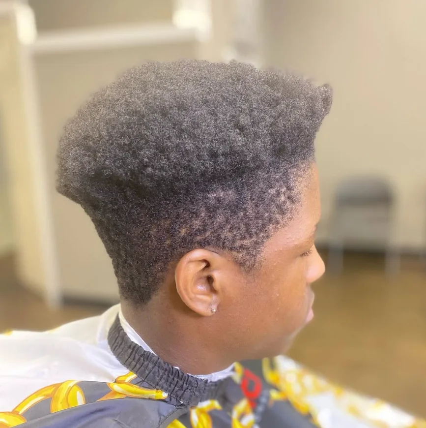 Before photo of a client with a fuller high-top shape
